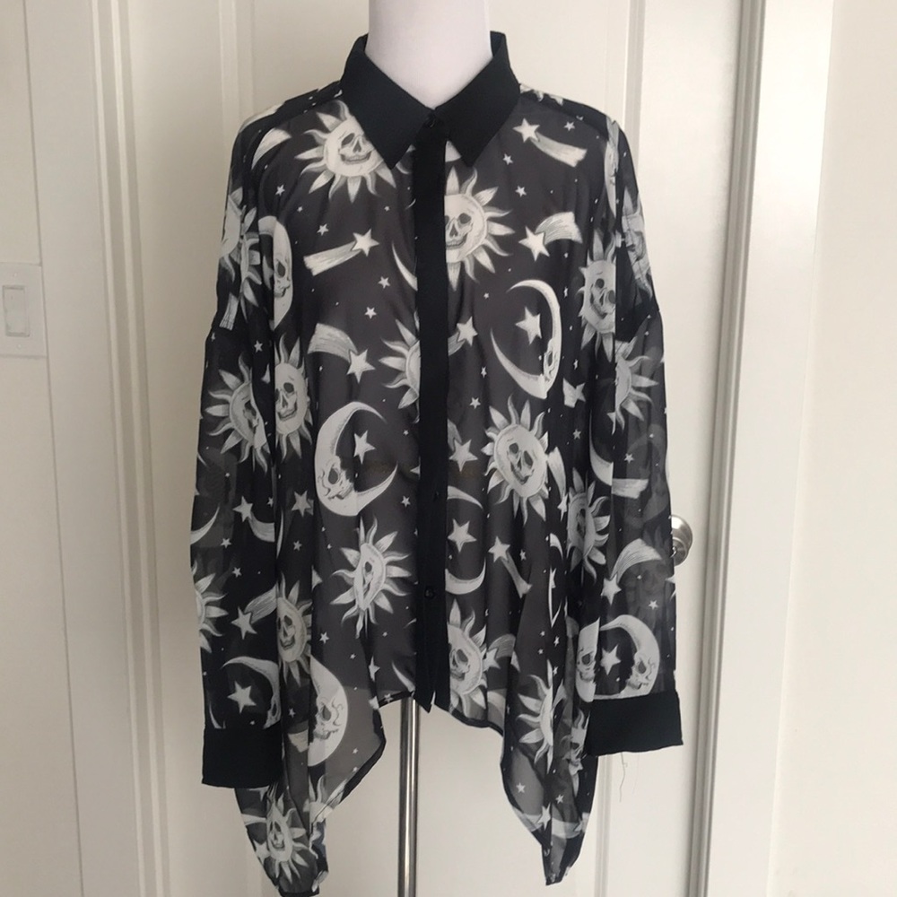 Killstar sun and moon sheer blouse